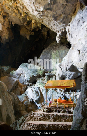 Reclining Bronze Buddha inside Phu Kham Cave Vang Vieng Laos