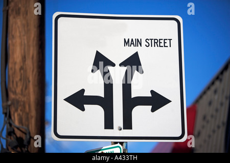 SIGNS, ROAD SIGNS, TRAFFIC, COMMUNICATIONS, SYMBOLS, DIRECTIONS, TRANSPORTATION, OBJECTS, INFORMATION, OUTDOORS, ADVISING, SIGN Stock Photo