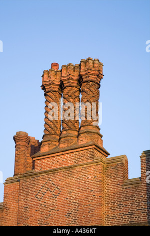 Tudor style brick chimneys at Hampton Court Palace Surrey England Stock ...