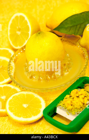 Lemon juice and zest Stock Photo