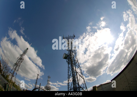 radio telecommunication masts mobile phone masts Stock Photo