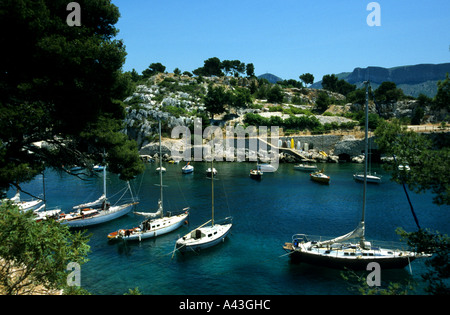 Provence Calanques near Cassis French Riviera France Boat Port Harbor Sea Stock Photo