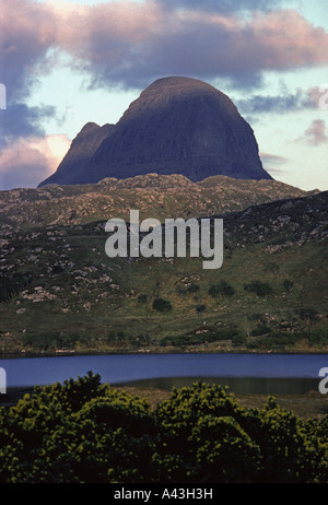 Suilven (Caisteal Liath) from Fionn Loch. Assynt, Wester Ross, Scotland, United Kingdom, Europe. Stock Photo