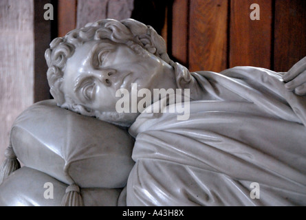 Monument to Robert Southey (detail). Parish church of St.Kentigern, Crosthwaite, Keswick. Lake District National Park, Cumbria. Stock Photo