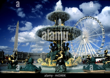 paris france fountain in the place de la concorde Stock Photo