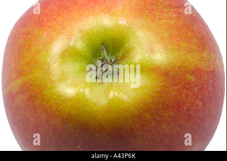 Apple macro viewed from the top isolated on white Stock Photo