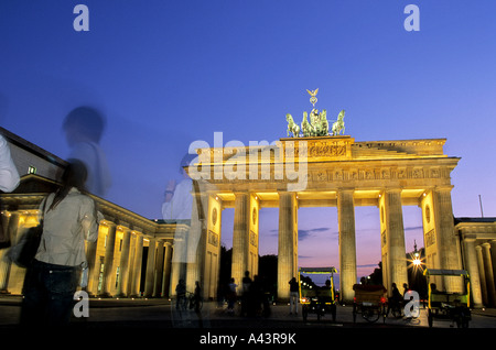 Triumphal arch of the 18th century Brandenburg Gate w statue of the Goddess Nike on Pariser Platz Berlin Germany Stock Photo