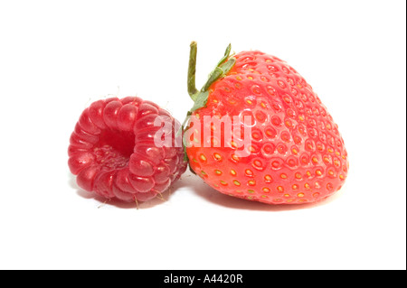 Strawberry and Raspberry isolated on a white background Stock Photo