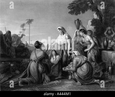 Rebekah at the Well, Old Testament Bible Story, Genesis 24 Stock Photo