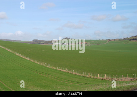 View of Tolmare Farm nestling in the South Downs at Long Furlong, A280, near Findon Village West Sussex. Stock Photo