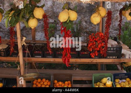 Decorative way of exposing local food, Italy. Stock Photo