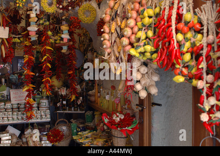 Decorative way of exposing local food, Italy. Stock Photo