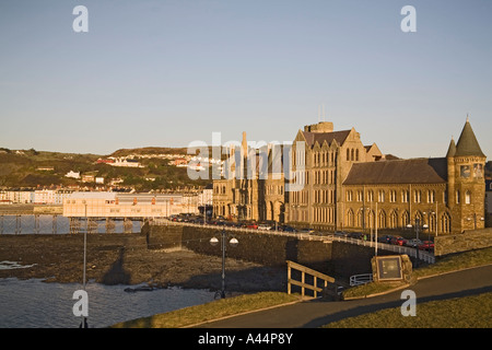 ABERYSTWYTH CEREDIGION MID WALES UK January Looking down on the town towards Gothic Old College building and the pier Stock Photo