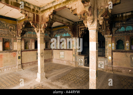 India Rajasthan Bundi Garh Palace Chatra Mahal interior remains of historic murals Stock Photo