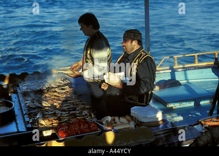 Fish sandwiches are very popular in Istanbul. Stock Photo