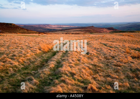 Moorland between Stanage Edge & Callow Bank, Peak District National Park, England, UK Stock Photo