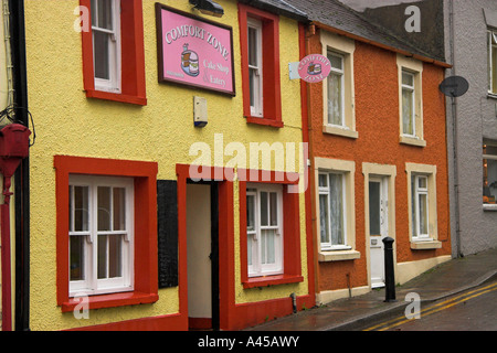 Colourful cottages and shops in Narberth, Pembrokeshire, Wales Stock Photo