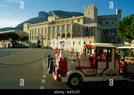 Le Rocher Monaco Palais Princier miniature tourist train Stock Photo