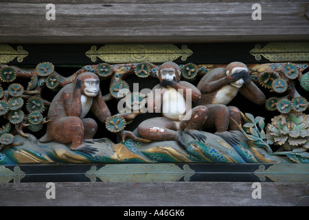 Three Monkeys Nikko Drei Affen Stock Photo