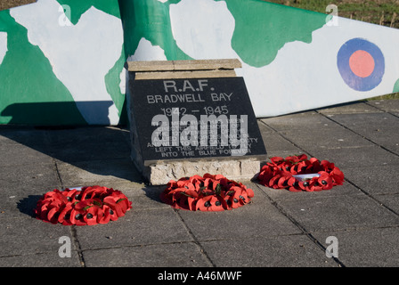 Bradwell Bay world war two RAF station close up of inscription on memorial to airmen Stock Photo