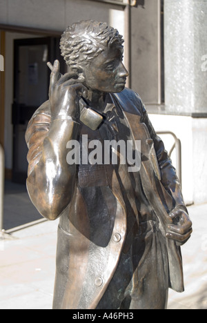 London Cannon Street statue of a Liffe trader with mobile phone Stock Photo