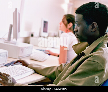 Students using computers Stock Photo
