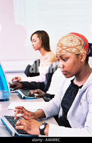 Students using computers Stock Photo