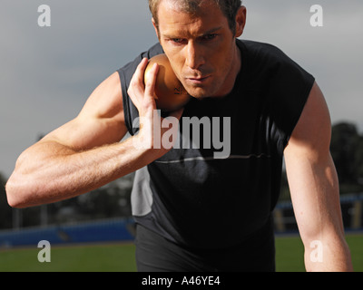 Male shot putter Stock Photo