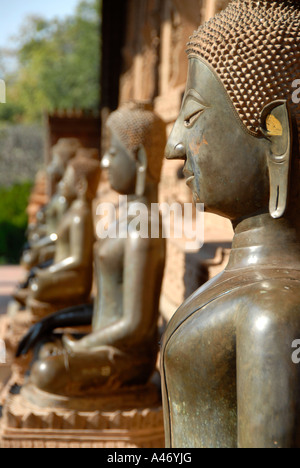 Bronze buddha statues Temple museum of Art and Antiquities Haw Pha Kaew Museum Vientiane Laos Stock Photo