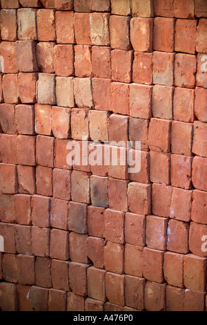 Stacked house bricks, Agrahara Hosur Road Area, Bangalore, India Stock Photo