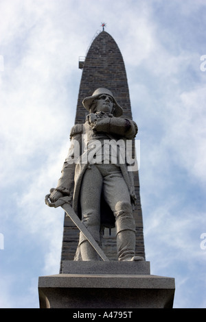 Bennington Battle Monument and Statue of General Seth Warner Stock Photo