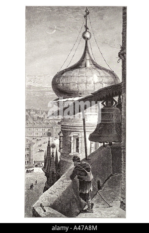 Moscow  moskva orthodox church dome spire bronze square red bell Russia Russian Soviet Union USSR elevated exterior high capital Stock Photo