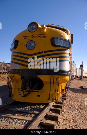 Frontal view of a diesel engine from the Rio Grande railroad at the Colorado Railroad Museum Stock Photo