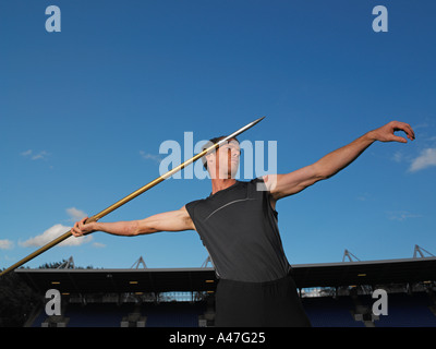 Male javelin thrower Stock Photo