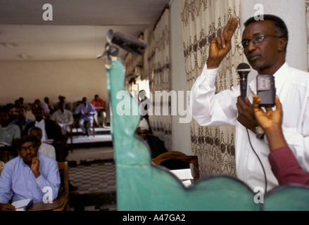 Members of Parliament in debate in Somaililand Parliament in Hargeisa Stock Photo