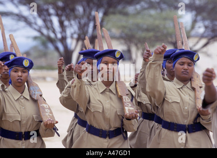 New women police officers marching in practice for their passing out ceremony self declared independent country of Somaliland Stock Photo