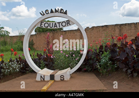 Equator Line with Northern and Southern Hemispheres, Uganda, East Africa Stock Photo