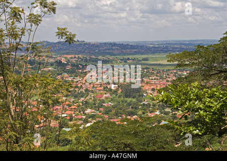 Panoramic view to West Kampala and City Centre from Summit View Hill, Kololo Hill, Uganda, East Africa Stock Photo