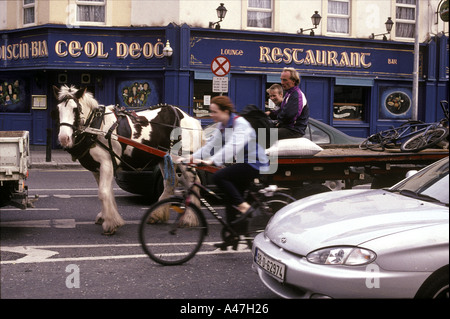 horse transport is still a common sight on the streets of dublin Stock Photo