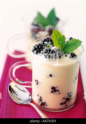 Two glasses of blackberry zabaglione editorial food Stock Photo