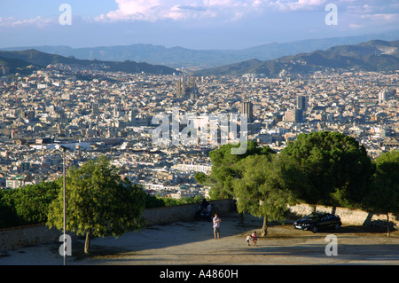 Panoramic view of Barcelona from Castel del Montjuïc Park Barça Catalunya Catalonia Cataluña Costa Brava España Spain Europe Stock Photo