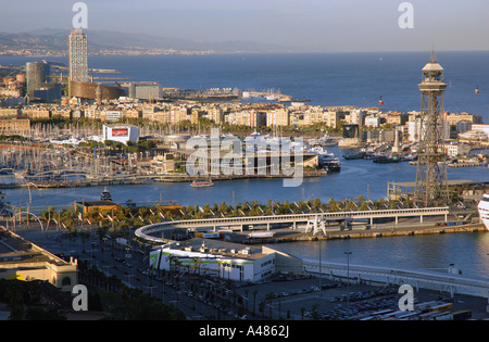 Panoramic view of Barcelona from Castel del Montjuïc Park Barça Catalunya Catalonia Cataluña Costa Brava España Spain Europe Stock Photo