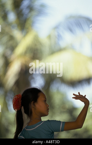 A girl practising her routine at the Cambodian Royal ballet School Phnom penh Stock Photo