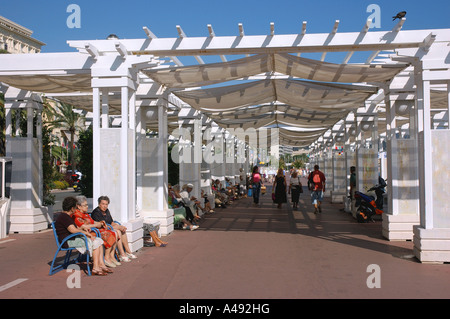 Panoramic view of seafront of Nice Côte D'Azur Cote D Azur Southern France Europe Stock Photo