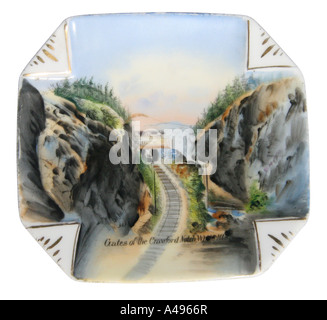 Gates of the Crawford Notch souvenir china. Stock Photo