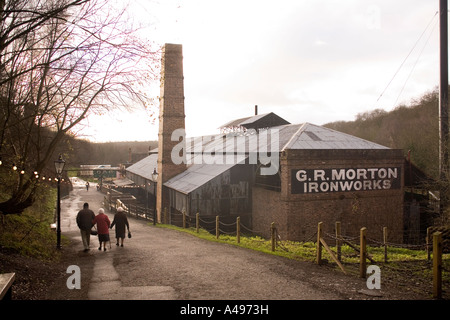 UK Shropshire Ironbridge Blists Hill museum at Christmas Mortons Ironworks