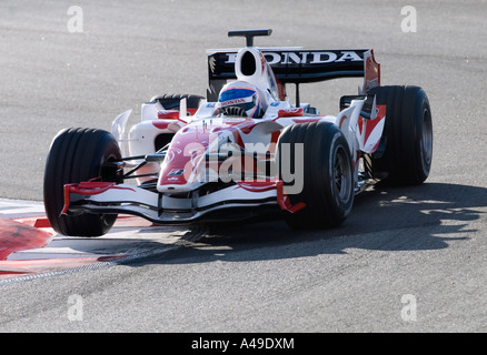 Anthony Davidson GBR in his Super Aguri Honda SA06 racecar at the track on Circuit de Catalunya near Barcelona Stock Photo