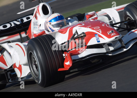 Anthony Davidson GBR in his Super Aguri Honda SA06 racecar at the track on Circuit de Catalunya near Barcelona Stock Photo