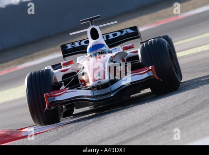 Anthony Davidson GBR in his Super Aguri Honda SA06 racecar at the track on Circuit de Catalunya near Barcelona Stock Photo