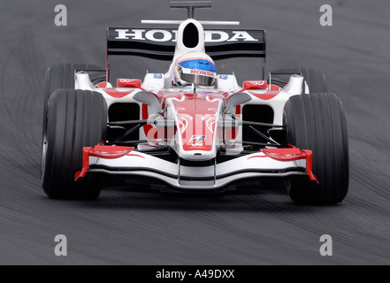 Anthony Davidson GBR in his Super Aguri Honda SA06 racecar at the track on Circuit de Catalunya near Barcelona Stock Photo